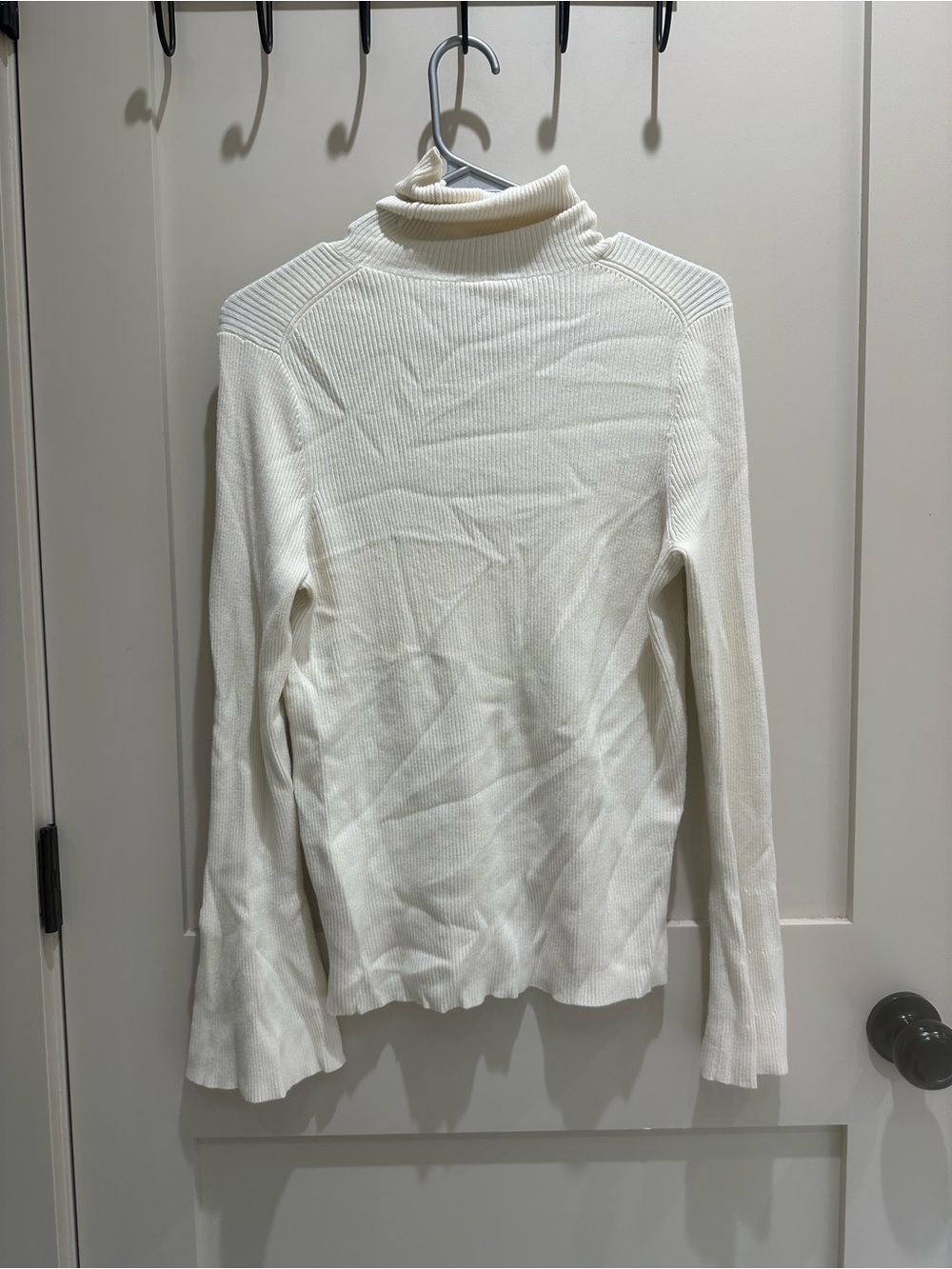 Anthropologie Cream Ribbed Turtleneck Sweater